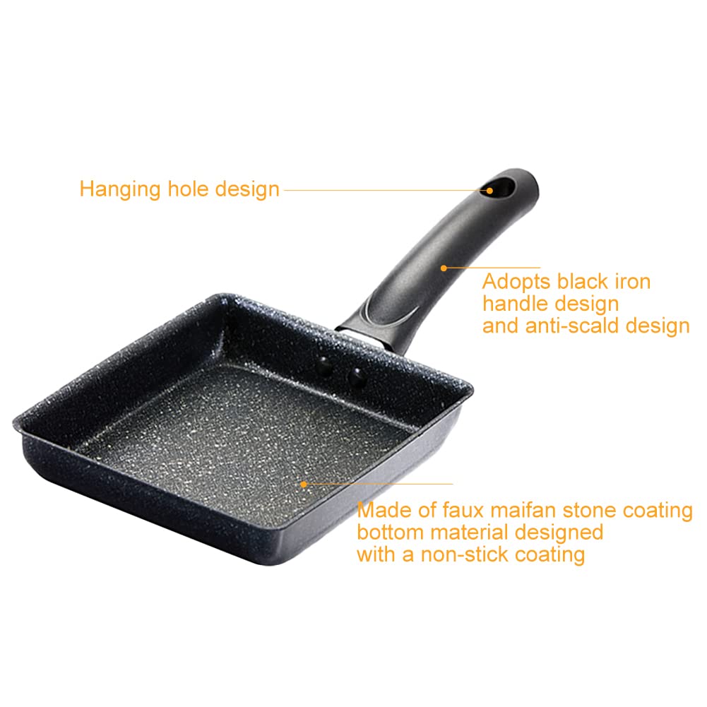 Loqjss Tamagoyaki Pan Non Stick Japanese Omelette Pan,Cast Iron Rectangle Tamago Pan Small Frying Pan, Tamagoyaki Eggs Pan - Ome