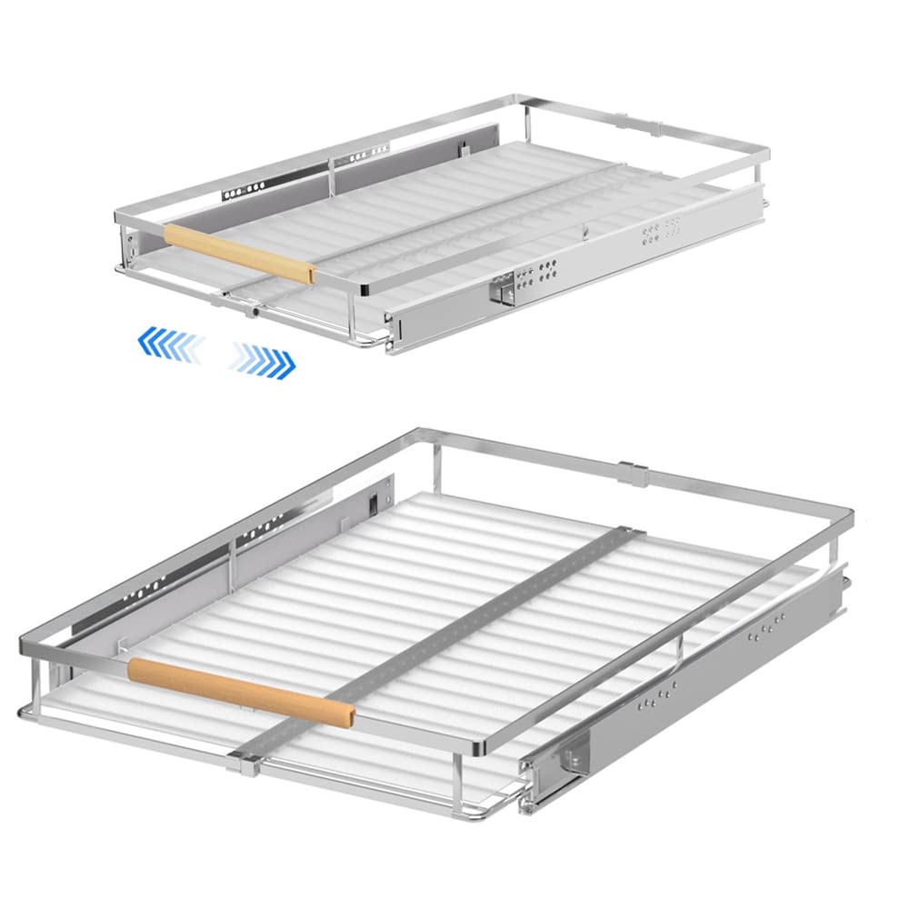 Miyuptc Pull Out Cabinet Drawer Organizer, Heavy Duty Slide Out Pantry Shelves Sliding Drawer Storage For Bathroom, Home, Kitche