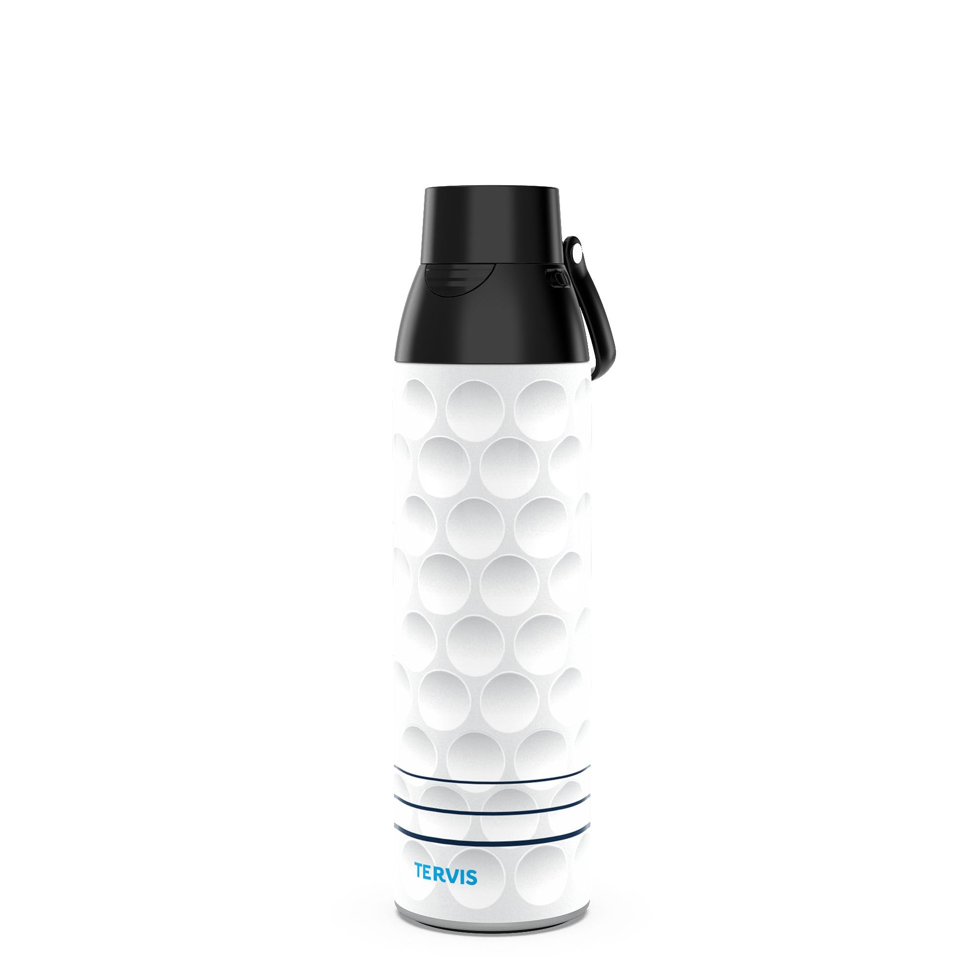 Tervis Venture Water Bottle Golf Ball Texture Triple Insulated Tumbler Travel Cup Keeps Drinks Cold & Hot, 26oz, Stainless Steel