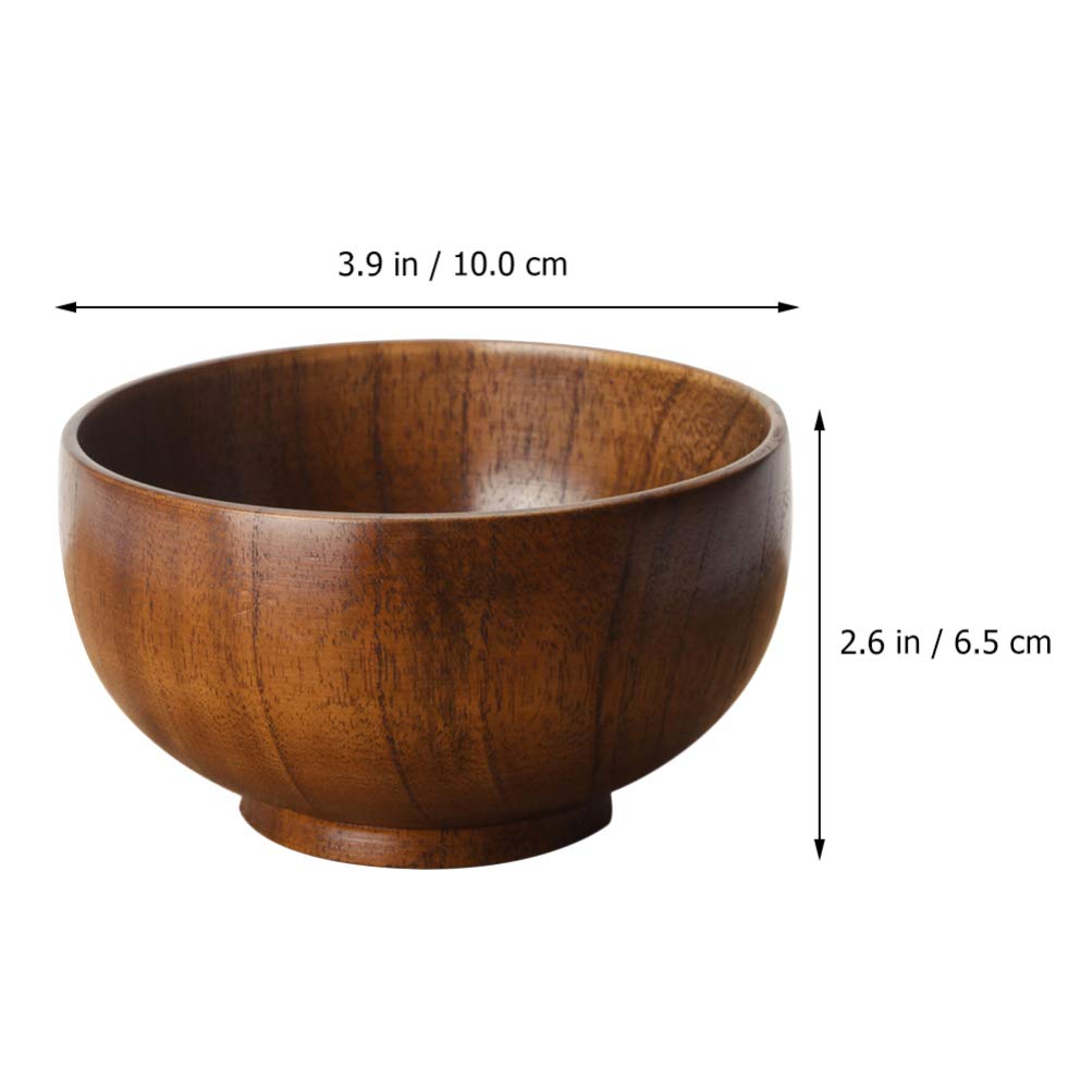 Hemoton 1Pc 10X6.5Cm Simple Wooden Bowl Food Bowl Handmade Wood Bowl Soup Bowls Cereal Bowls Rice Bowls Mixing Bowls Wooden Sala