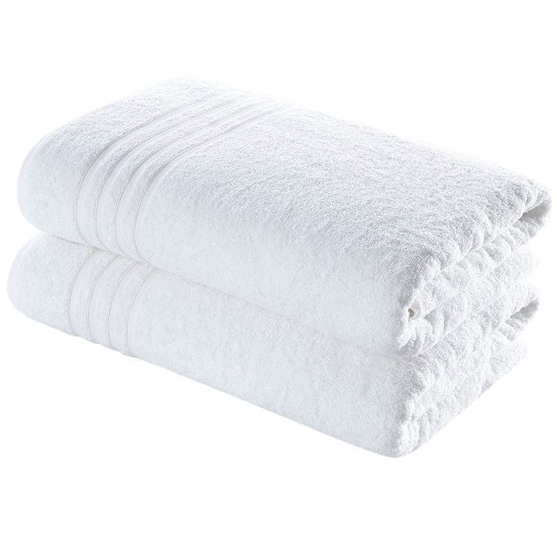 Hawmam Linen Jumbo Large Bath Sheets Towels 2-Pack 35 x 70 Inches Soft and Absorbent  Premium Quality 100% Cotton Towels (White  Bath Sheet)