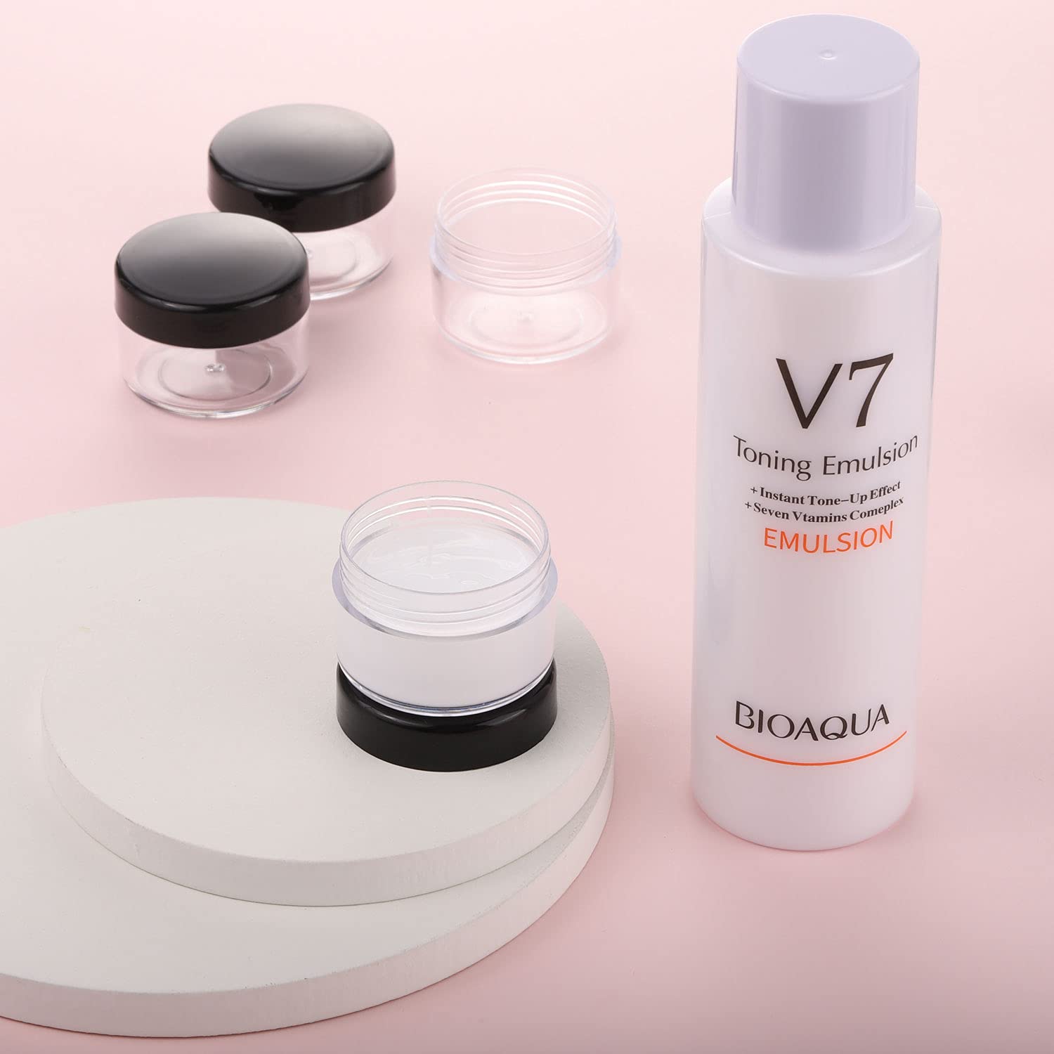 100 Pieces Small Sample Containers Makeup Jars 15 Gram Cosmetic Containers With Lids Plastic Jars Black Traveling Jars Empty Bot