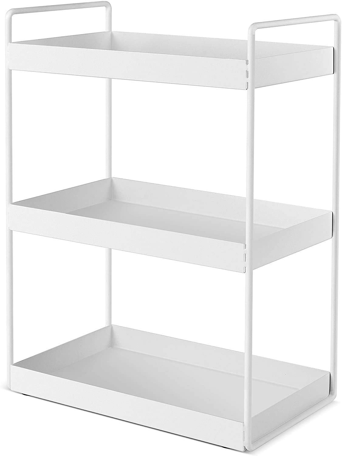 Naoe 3Tier Metal Countertop Storage Rack, White, Freestanding Organiser For Kitchen, 32 X 18 X 41.5 Cm