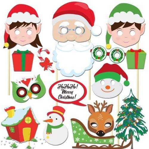 Atpata Funky Merry Christmas Party Photo Booth Prop Sticks (Set of 14pcs.)