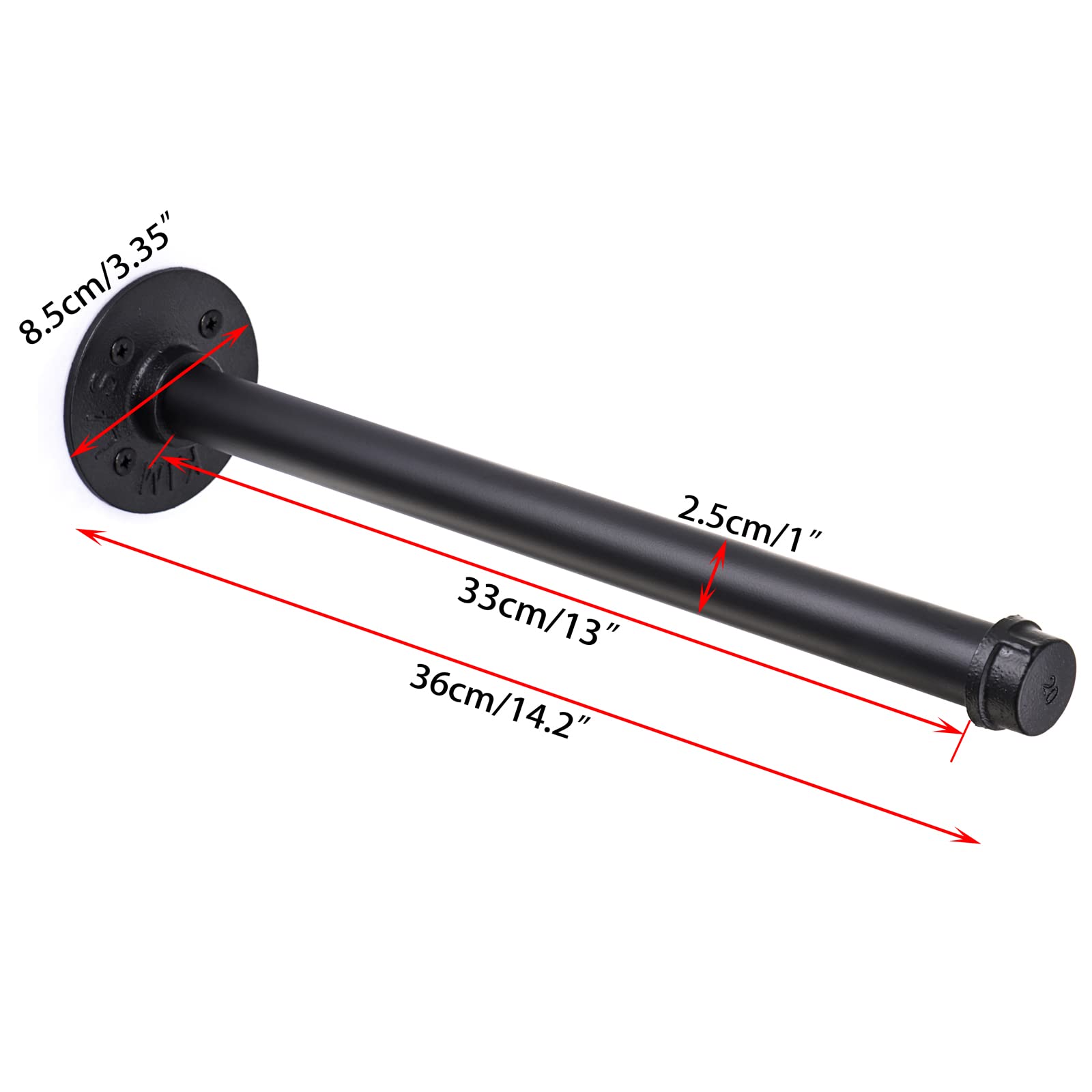 Sumnacon 2 Pack 14 Industrial Pipe Wall Mounted Clothing Rack Bar -- Metal Garment Bracket Frame