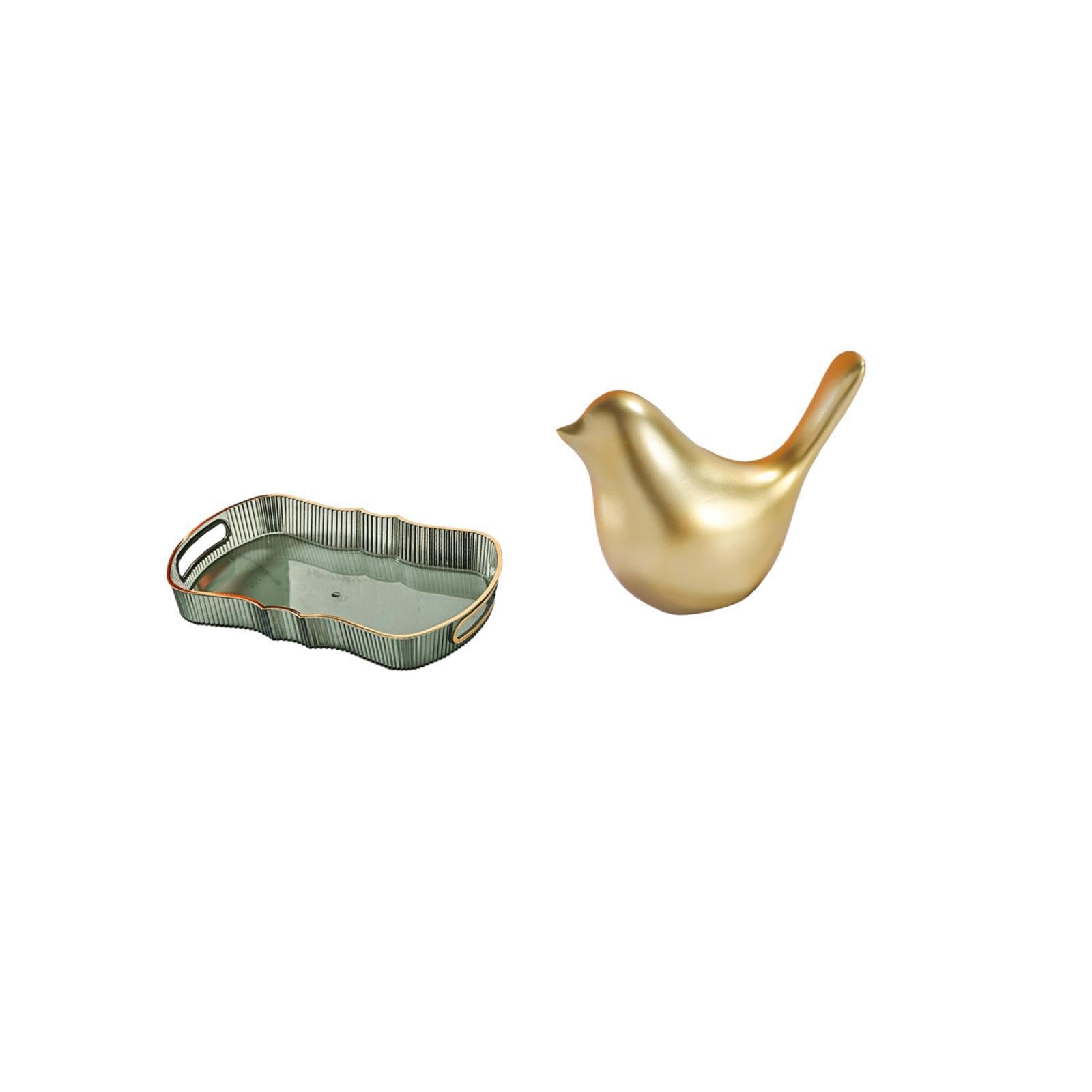 Golden Bird Food Serving Tray Bathroom Vanity Tray Fruit Tray Cafe Cafeteria Tray Cosmetic Storage Tray For Breakfast Modern Hom