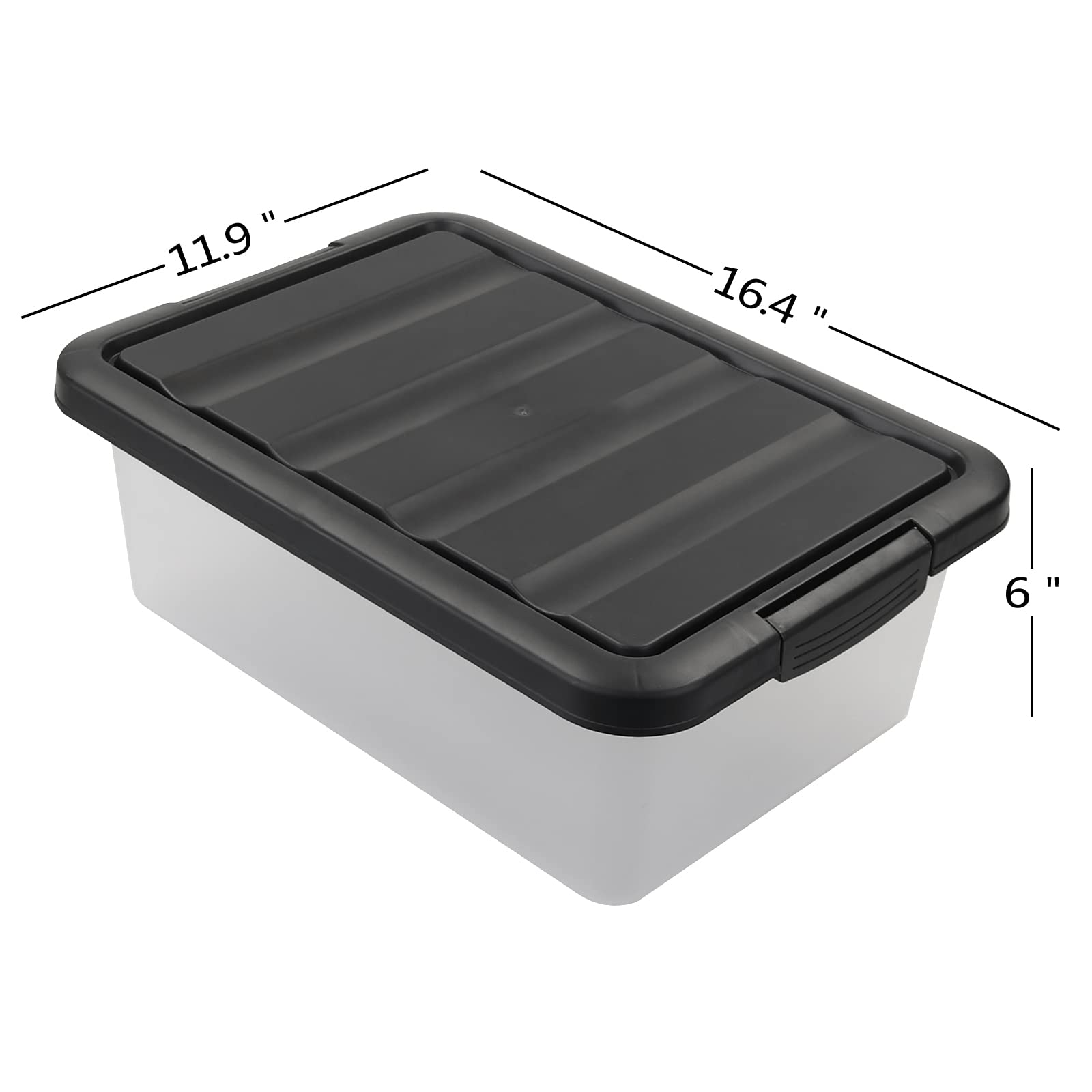 Wekioger Versatile Plastic Storage Box Organizer Bins with Black Lids  14 Quart  2 Packs