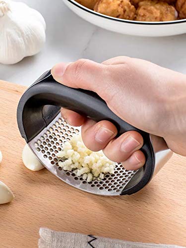 Nilican Garlic Press Kitchen Tool Garlic Peeler Stainless Steel Professional Ginger Crusher Ergonomic Labor-Saving Crusher (S)