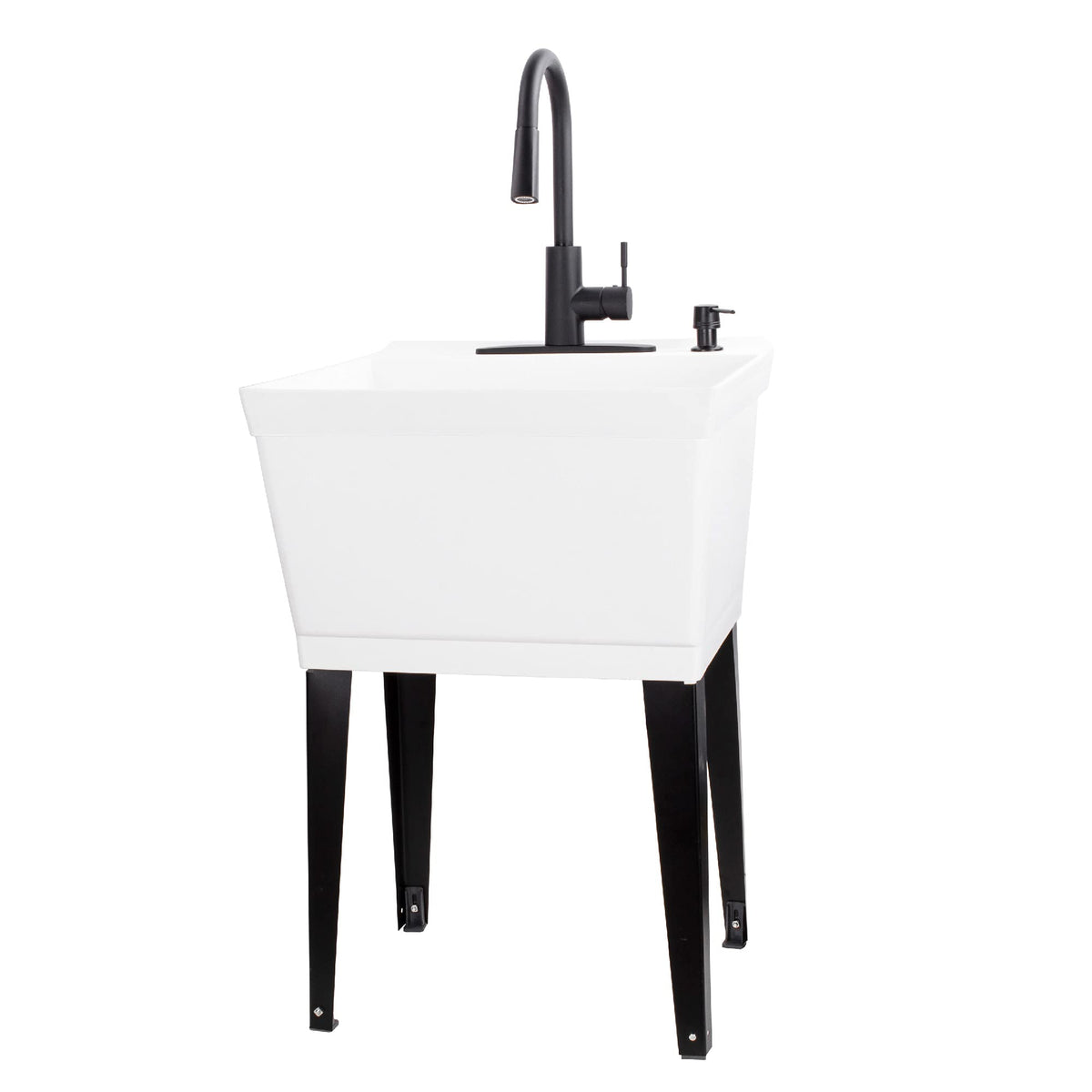 Utility Sink Laundry Tub With High Arc Black Faucet By Vetta Js Jackson - Pull Down Sprayer Spout, Heavy Duty Slop Sinks For Was