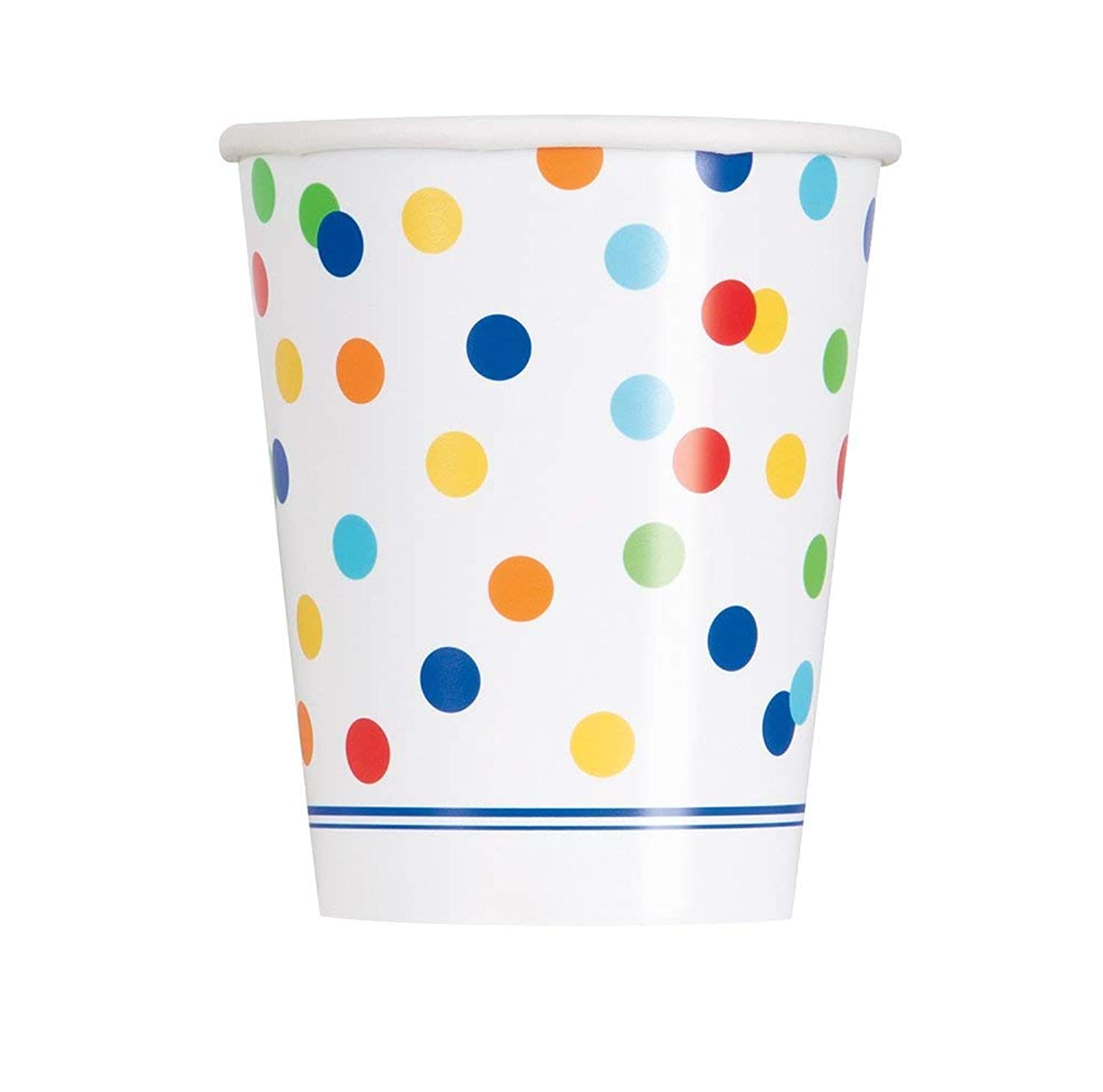 Vibrant Rainbow Polka Dots Paper Cups - 9 Oz. (Pack Of 8) - Premium Quality & Eco-Friendly Party Drinkware - Perfect For Any Cel