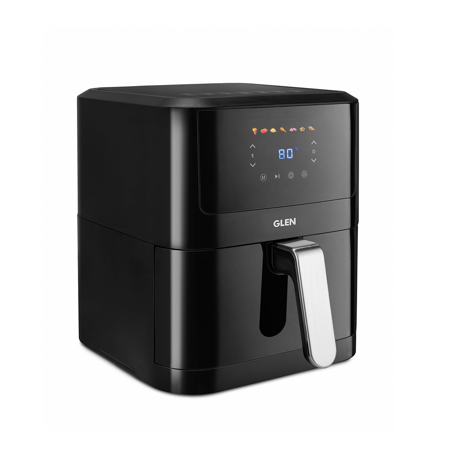 Glen Digital Air Fryer, 6 Litre, 1500W Airfryer With 7 Pre-Set Functions, Auto Sleep, Digital Controls, Timer & Temperature Cont