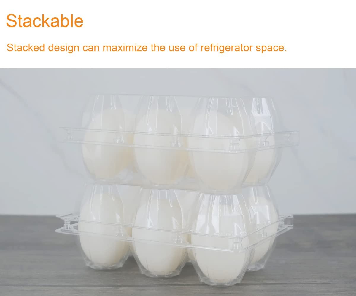Bulkbuy Egg Cartons 60 Packs, Clear Eco-Friendly Plastic Blank Egg Cartons With Free Labels, Holds Up To 6 Duck Eggs Securely, P