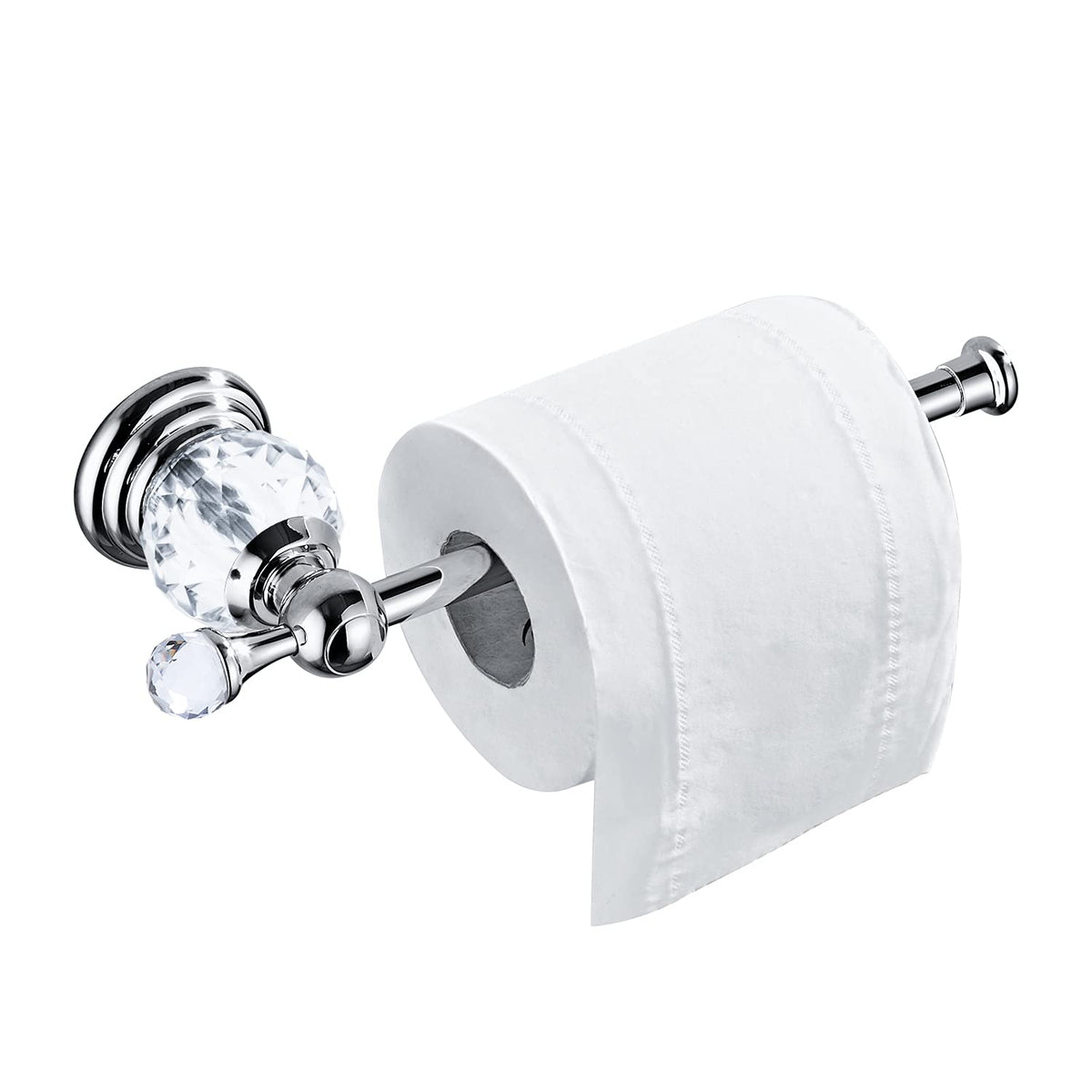 Bathsir Crystal Toilet Paper Holder, Silvertoilet Roll Holder Modern Bathroom Accessories Zinc Alloy Tissue Hanger Wall Mounted
