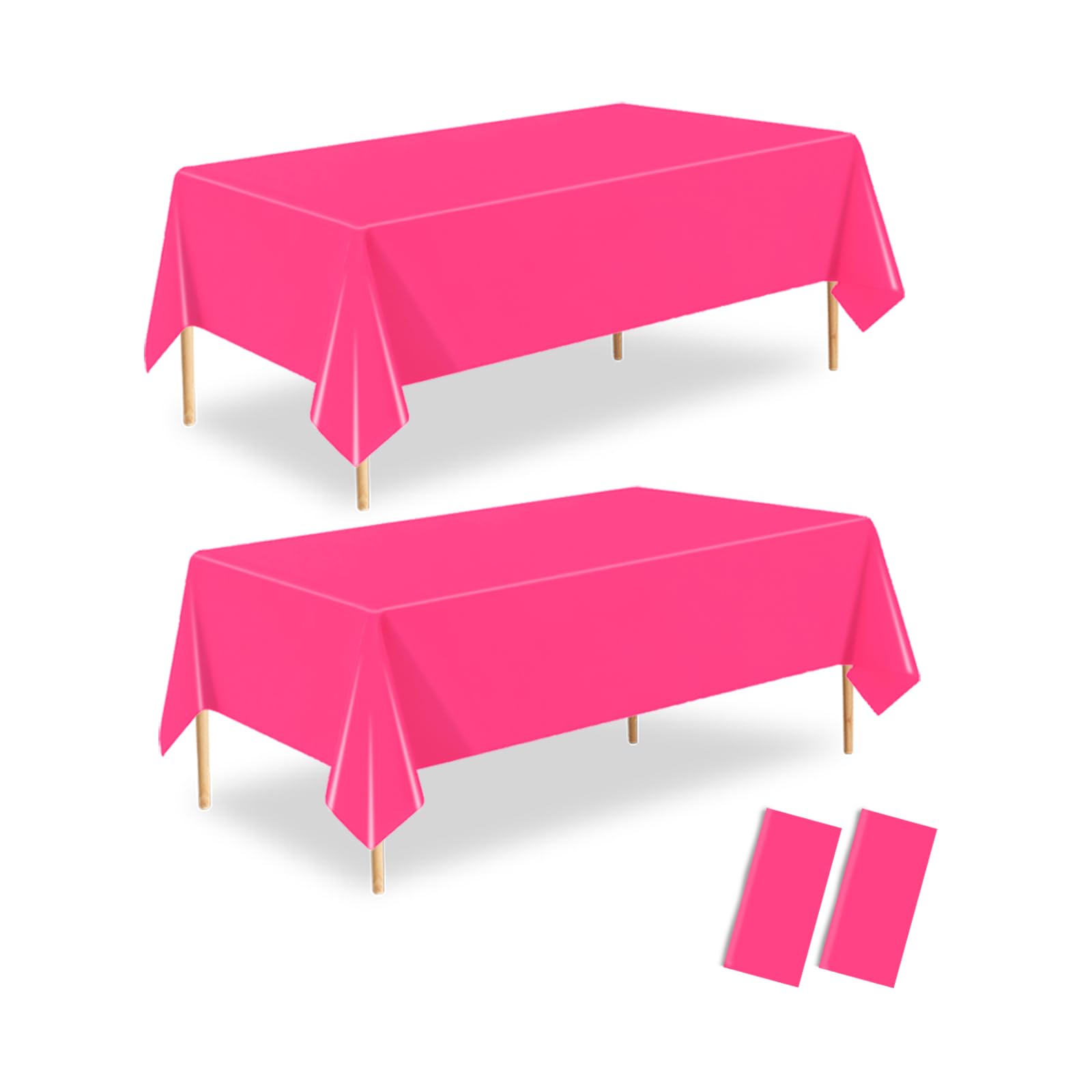 ZHIAXTON Hot Pink Plastic Tablecloth 2 Pack, 54 X 108 Inch Disposable Rectangle Table Cover for Birthday Party,Wedding,Anniversa