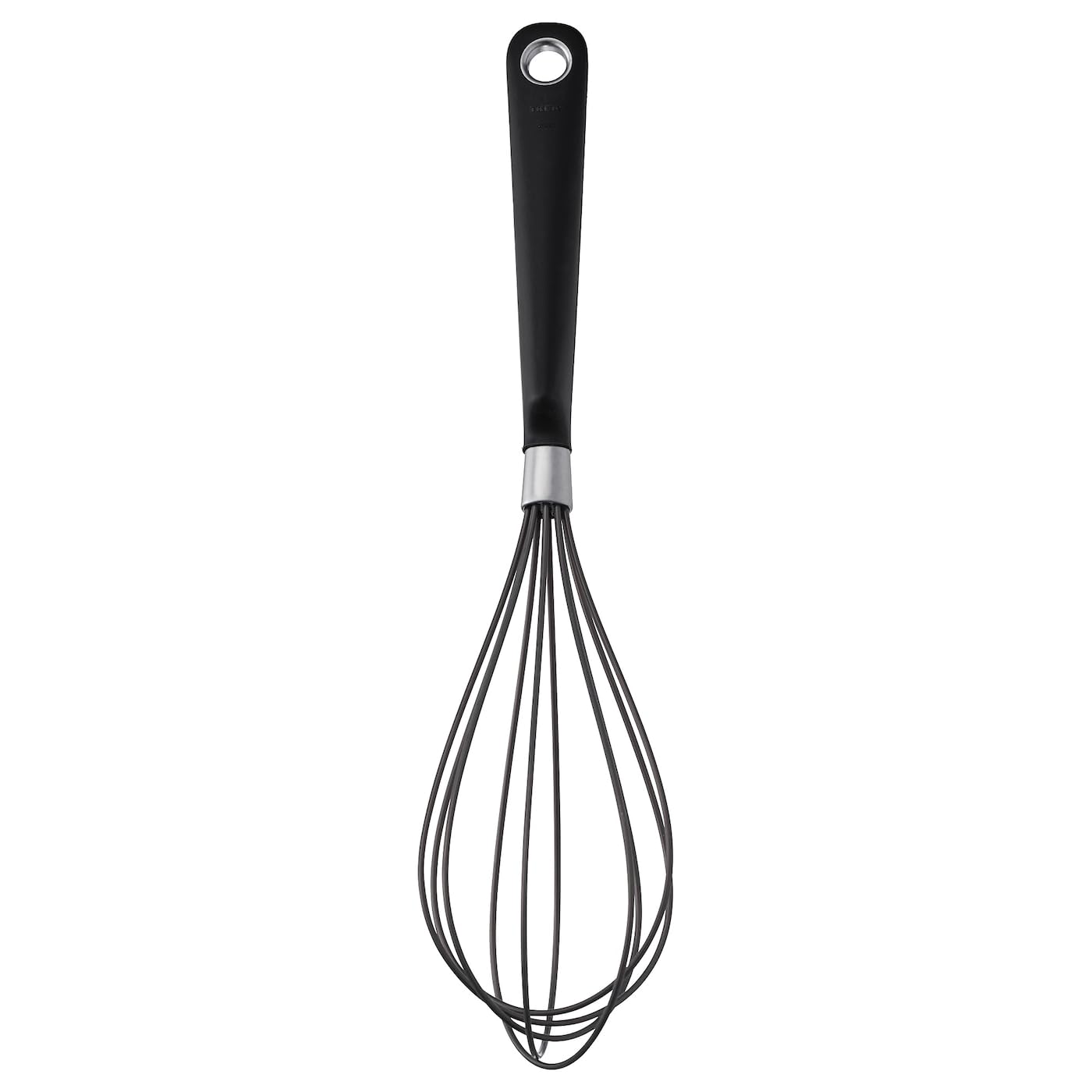 Ikeaa Balloon Whisk, Stainless Steel/Black, NonStick Safe, Zinc/ChromePlated Ring, Reinforced Plastic/Silicone Handle, Dishwas