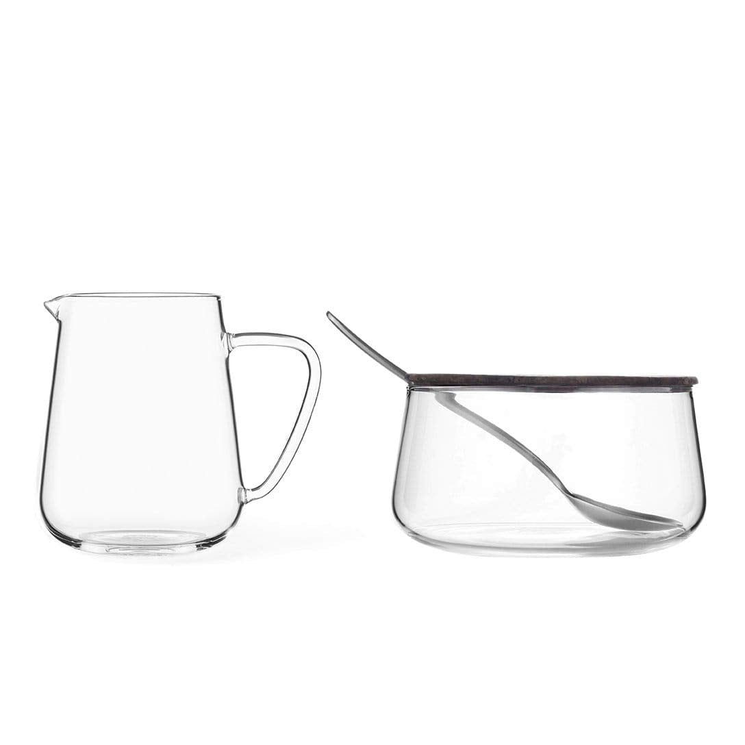 Viva Classic Glass Creamer and Sugar Set - Coffee and Tea Serving Set - Cream Pitcher 9.5 oz / 280ml and Sugar Bowl 12 oz / 350 