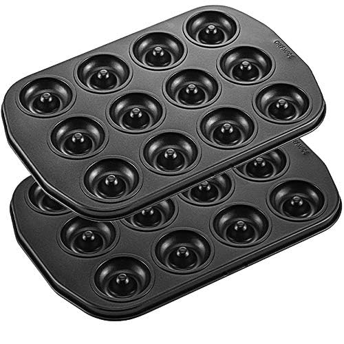 Chefmade Mini Donut Baking Pans, Non-Stick 12-Cavity Donut Pan, Carbon Steel Cake Baking Pan - Bpa Free Mini Bagel Pan, Oven, Mi