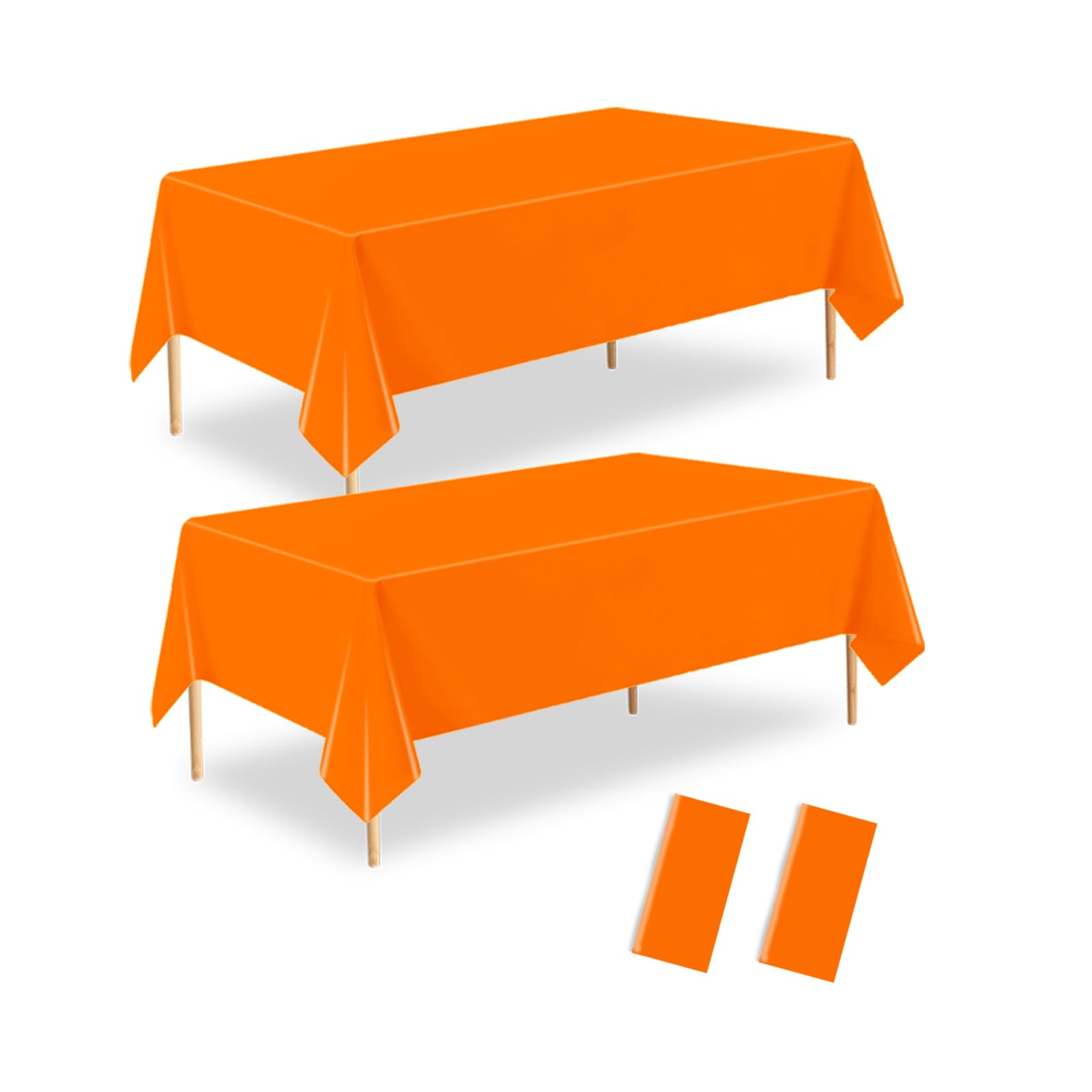 ZHIAXTON Orange Plastic Tablecloth 2 Pack, 54 X 108 Inch Disposable Rectangle Table Cloth for Bride Wedding,Birthday,Hanksgiving