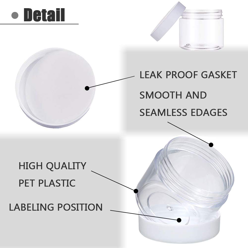 20 Pcs 2Oz Plastic Empty Jars With Lids(White),Wide-Mouth Refillable Storage Containers For Cosmetics,Empty Storage Container Fo