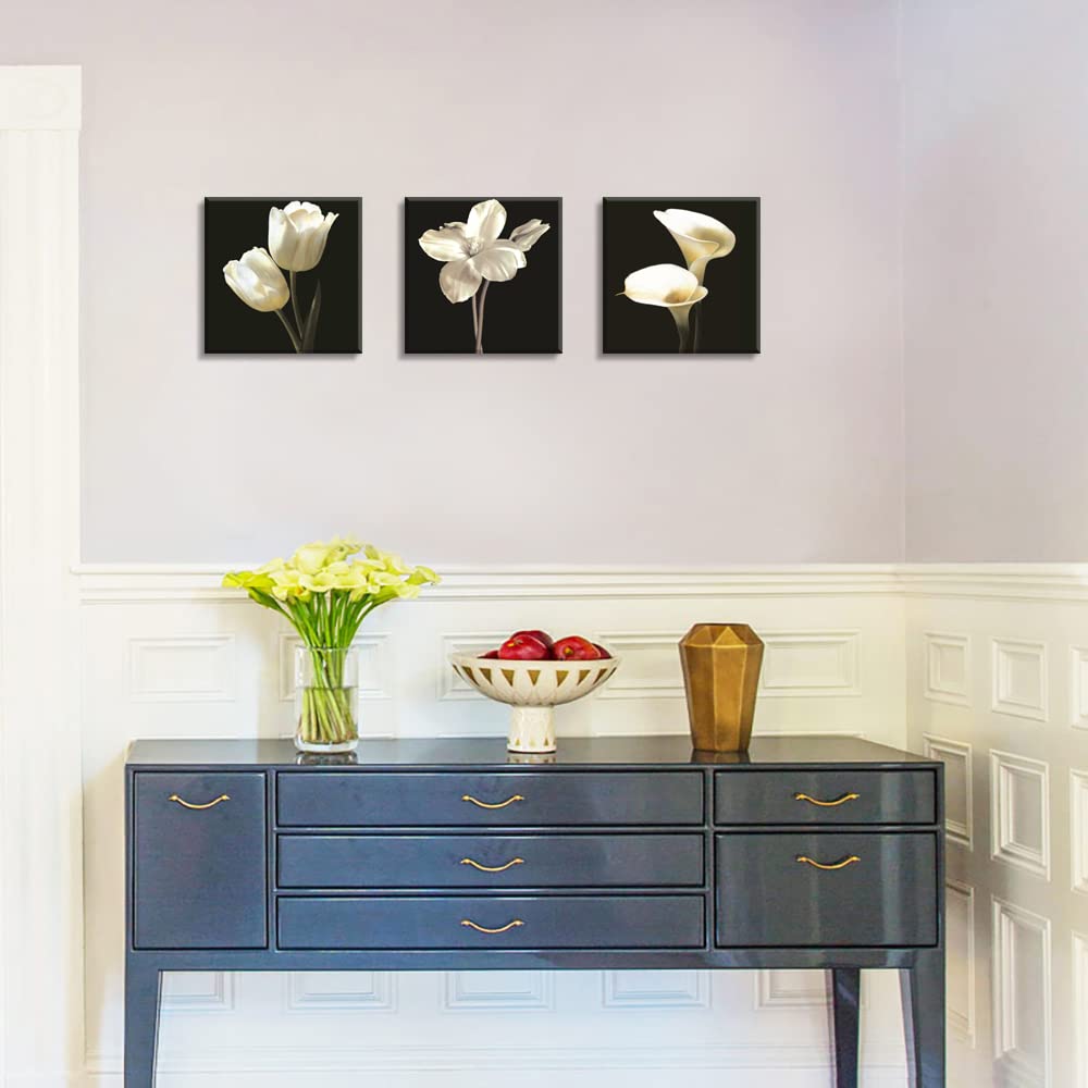Tekment Flower Wall Decor For Bedroom, Sz Still Life Canvas Art Prints Of White Tulip & Calla Lily Oil Paintings, Elegant Floral