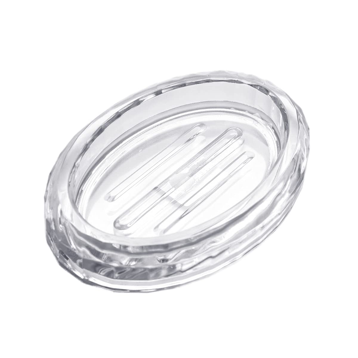Sizikato Classic Clear Acrylic Soap Dish, 5.7-Inch Oval Soap Tray for Hotel Bathroom