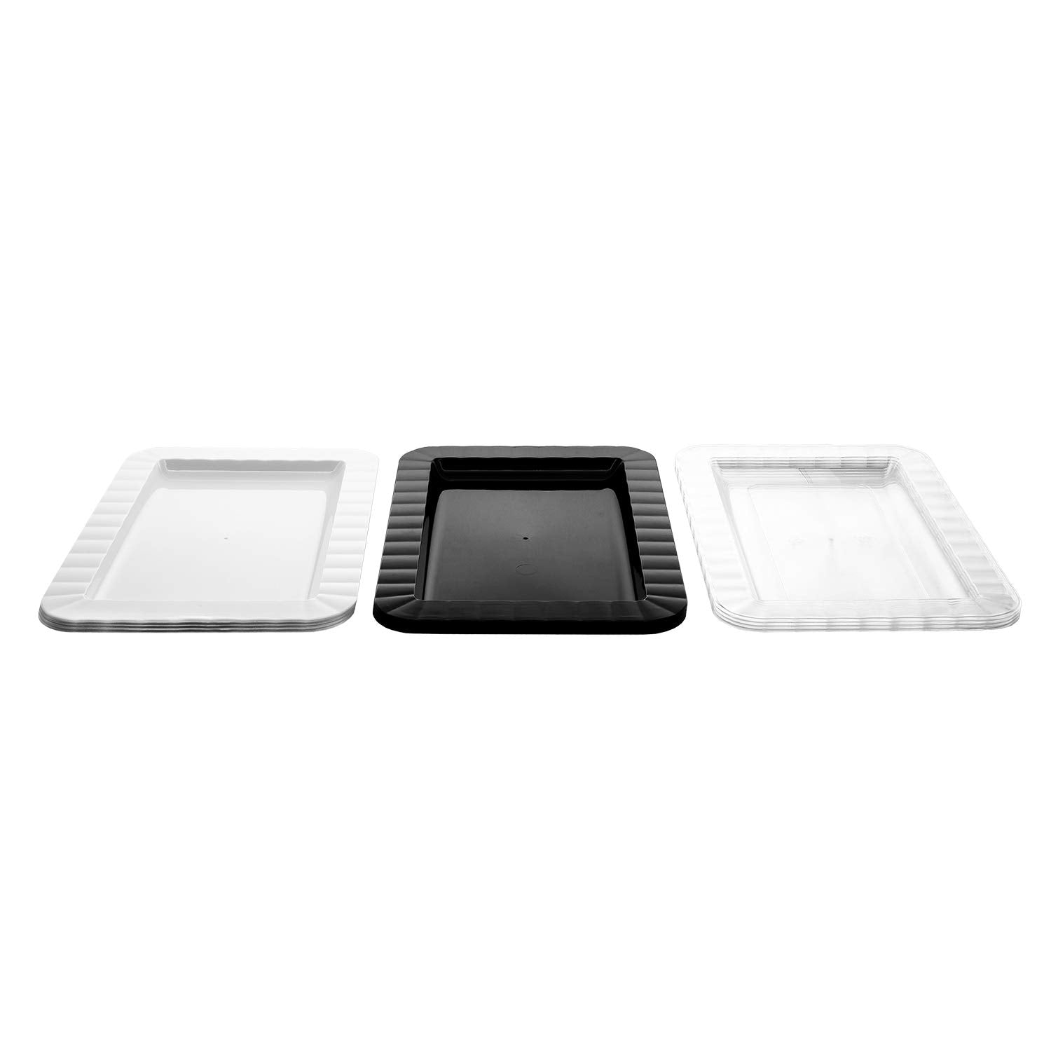 Party Essentials Deluxe Quality Hard Plastic 70 Count Rectangular Appetizer/Dessert Plates, 5 By 7-Inch, Clear
