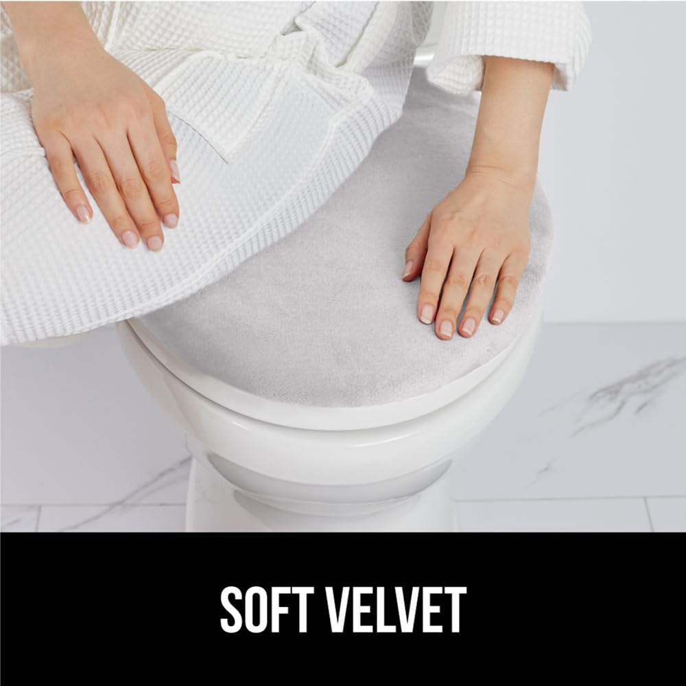 Gorilla Grip Memory Foam Toilet Lid Seat Cover, Stays In Place Elastic Edges, Soft Velvet Bathroom Covers, Universal Fit For Sta