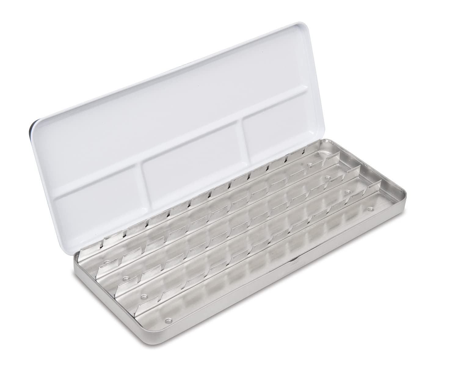 White Nights Russian Watercolour Empty Box for 24 Whole Bowls Made of Metal with 4 Mixing Areas in Lid