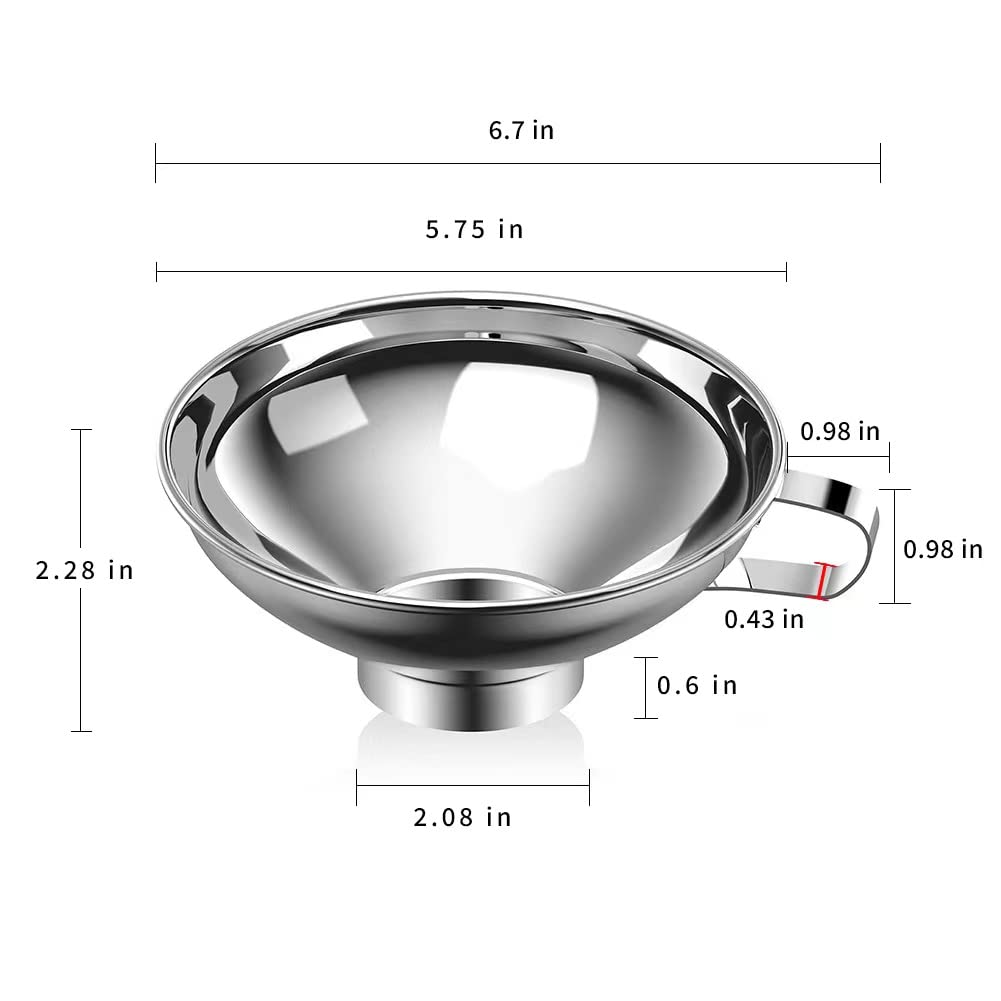 Pisol Canning Funnel For Kitchen Use, Wide Mouth Stainless Steel Funnel For Wide And Regular Mouth Mason Jar, Food Grade Metal F