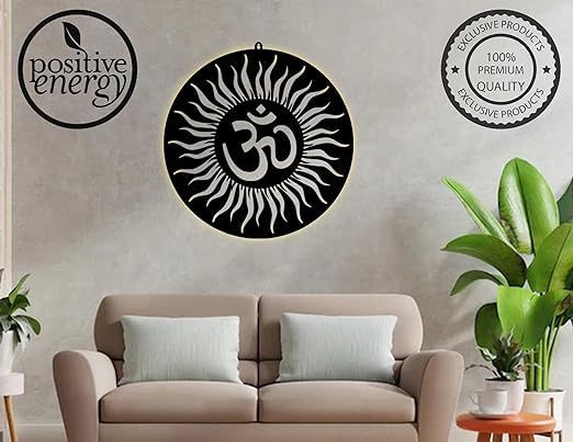 Home Pine Om Wall Dcor 3D Wall Art With Led Backlight Wall Hanging Decor For Living Room Bedroom,Office|Om Wall Decor For Home (