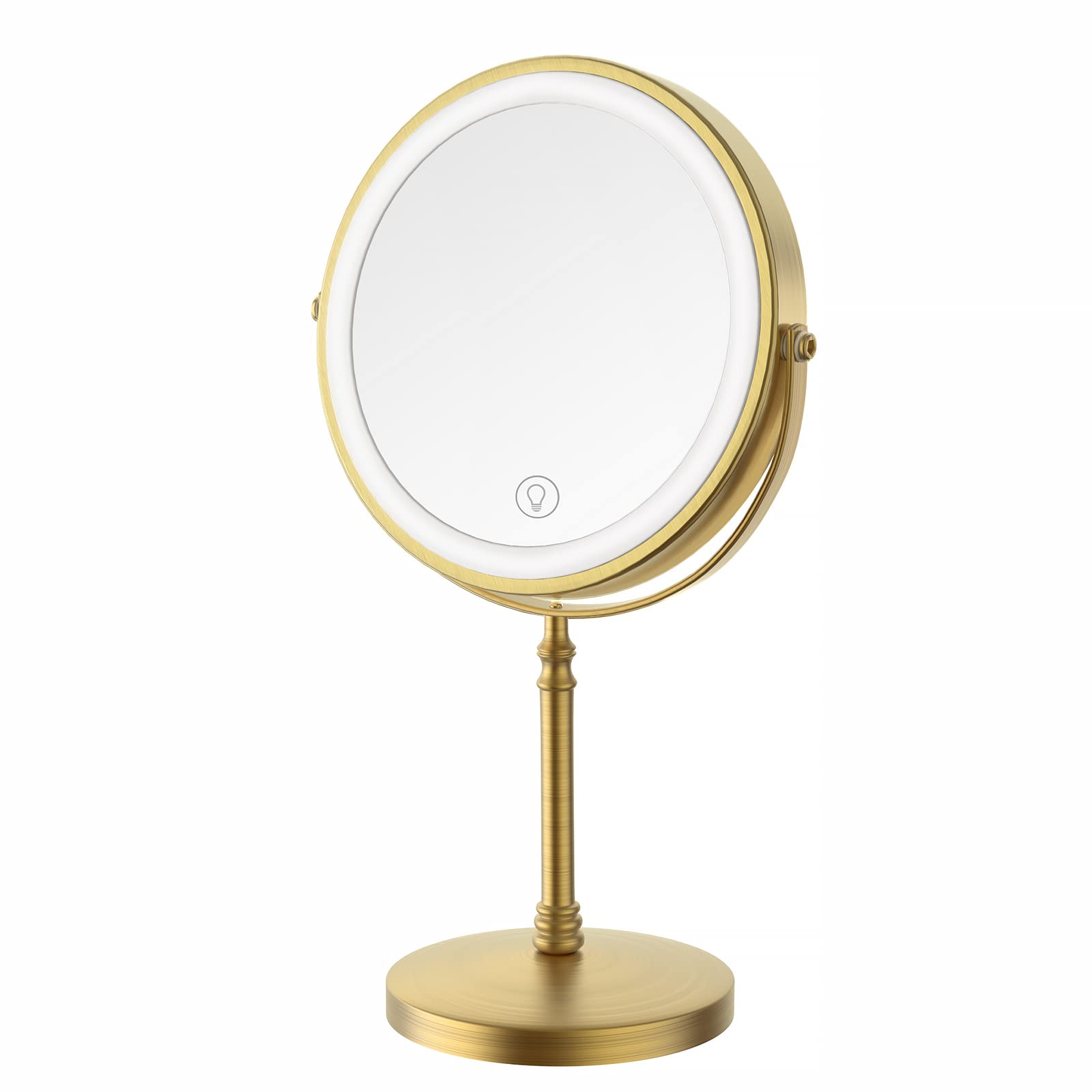 Deiovwxs Lighted Makeup Mirror, 8'' Rechargeable Double Sided Magnifying Mirror With 3 Colors, 360 Rotation Vanity Mirror, Brigh