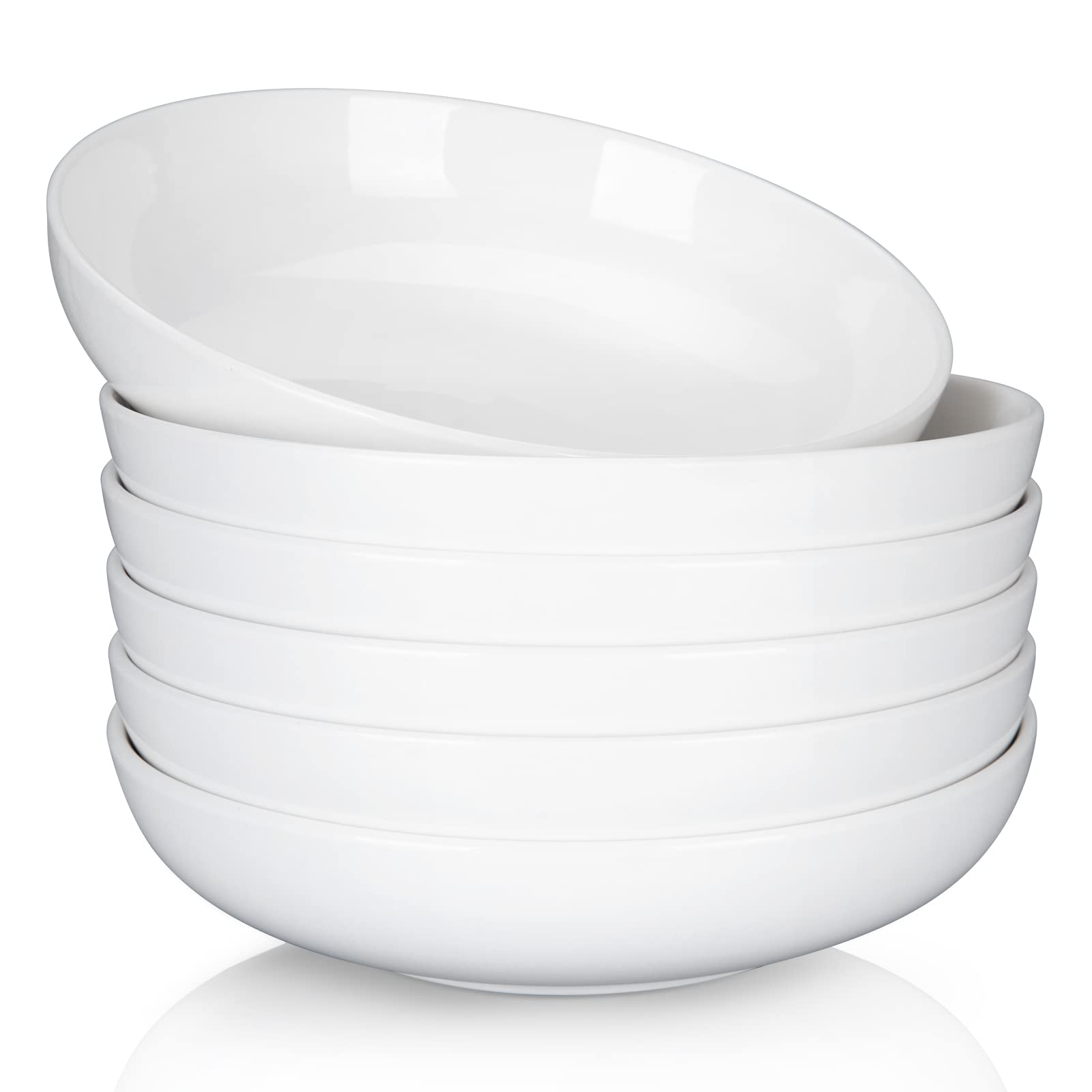 Cibeat 22 Ounce Porcelain Pasta Bowls Set 6 Pack Premium Ceramic Large Capacity Plates For Salad And Soup, Serving Bowl, Microwa
