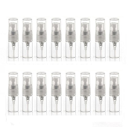 Elfenstall- 20Pcs Mini Clear 2Ml 5/8 Dram Fine Mist Atomizer Vial Glass Bottle Spray Refillable Perfume Empty Sample Bottle With