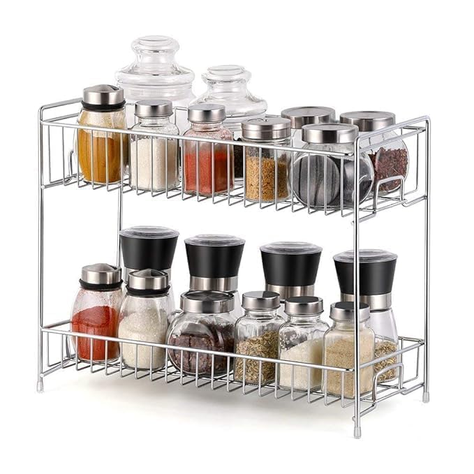 Cri8Hub Cri8Hubstainless Steel Spice 2Tier Layer Fruits & Vegetable Utensils Trolly Organizer Container Basket For Home (Multip