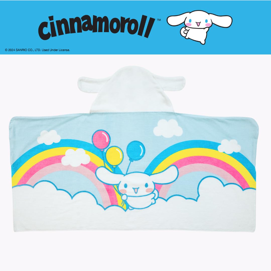 Franco Cinnamoroll Hooded Towel Wrap - Soft Cotton Terry, 24x50 in, Officially Licensed, Perfect for Bath/Pool/Beach