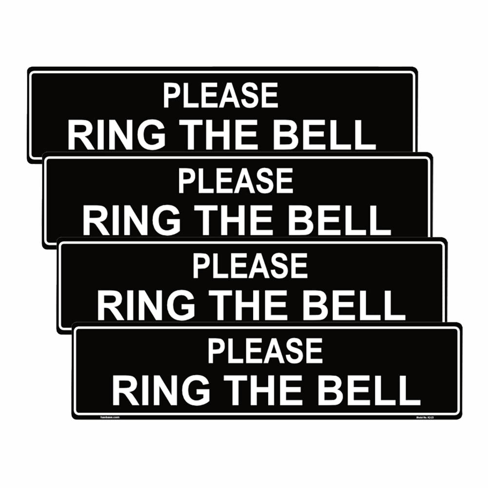Haobase 4 Pcs Please Ring The Bell Sign Sticker - Self Adhesive Vinyl Sticker (20 Cm X 5 Cm)