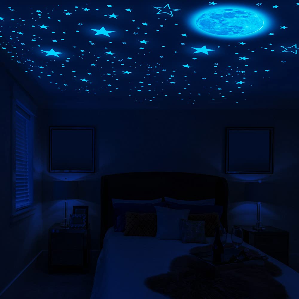 1049Pcs Glow In The Dark Stars And Moon For Ceiling, Wall Bedroom Chirldren'S Room Stickers Decals Decor, Boys & Girls' Gifts