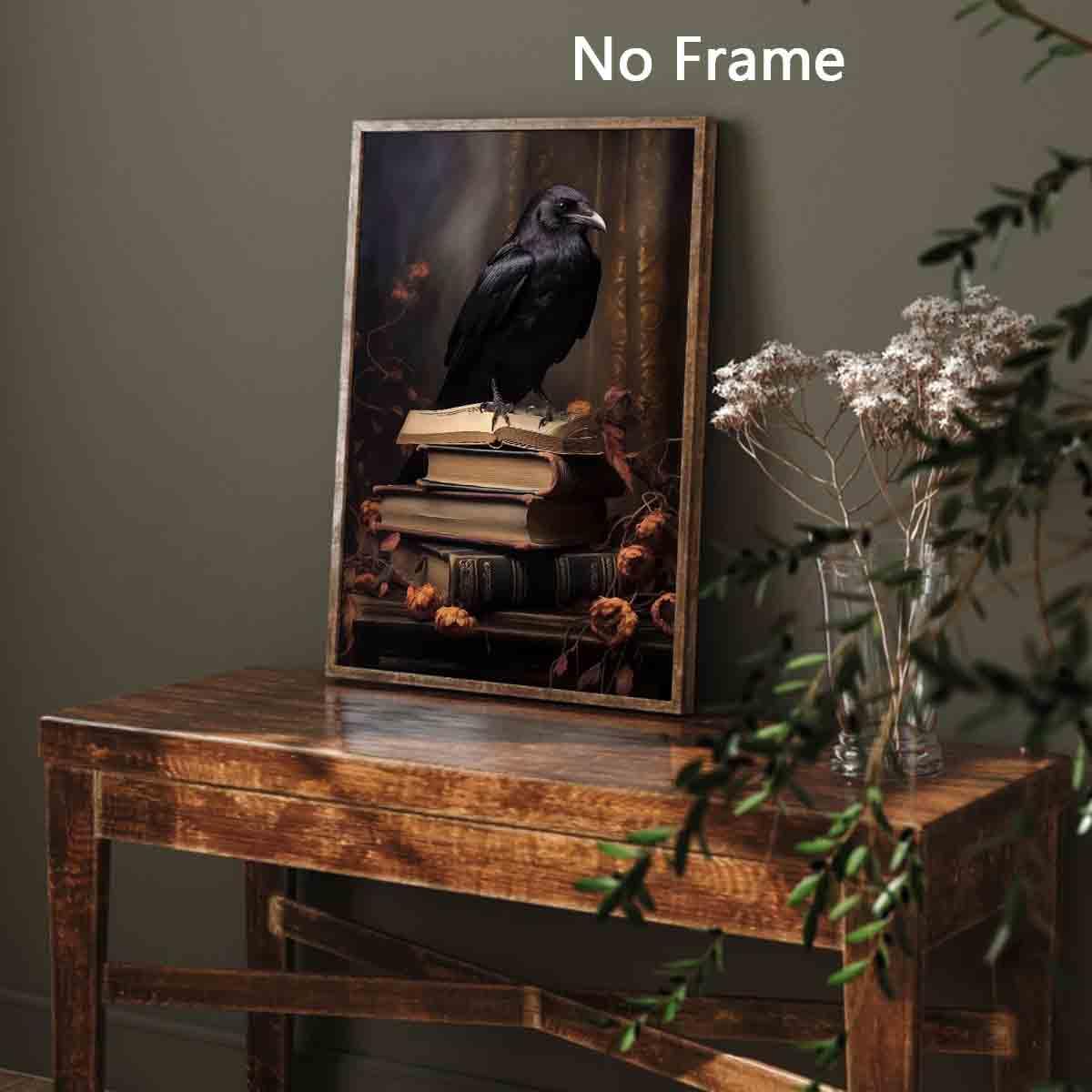 Gothic Crow Art Dark Academia Wall Posters Dark Academia Floral Wall Art Gothic Vintage Paintings Dark Academia Wall Art Black C