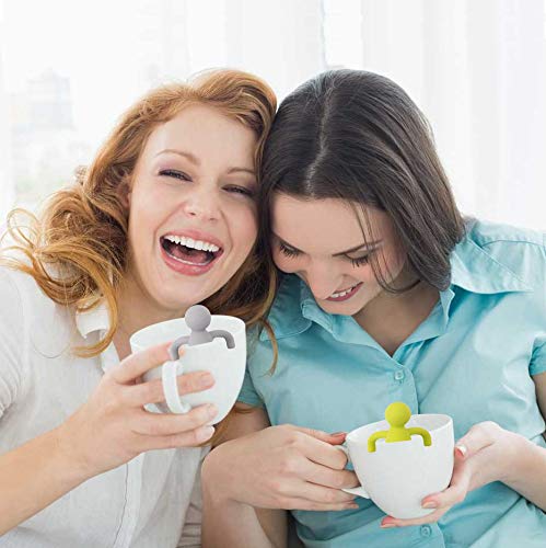 2 Pack Loose Leaf Tea Steeper Fine Mesh Tea Infuser with Silicone Handle Stainless Steel Tea Ball for Loose Tea  Gray and Green