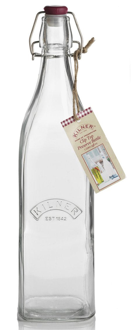 Kilner Square clip Top Bottle  Airtight Seal for Preserving and Storing Liquids  Reusable and Dishwasher Safe  34-Fluid Ounces