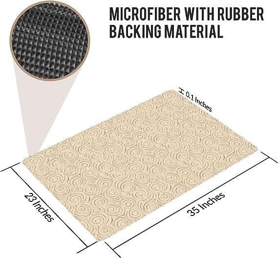 Shape28 Floor Mat Ultra-Thin Kitchen Bathroom Rug With Non Slip Rubber Backing 35 X 23 Inches Latte Design 4T