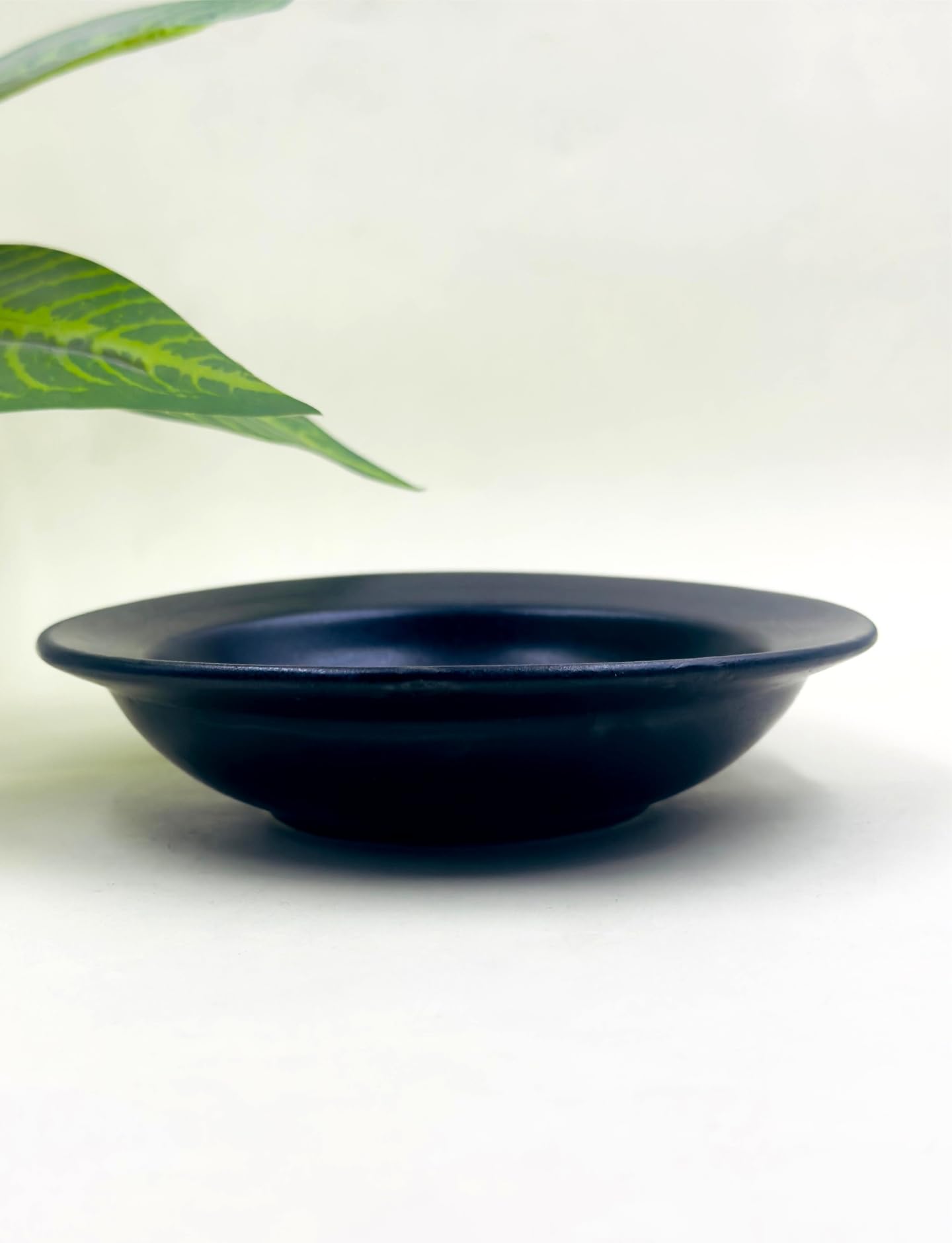 Lupaava Ceramic Pasta Plate | Soup Plate | Snack Plate | Size 7 Inch | Microwave Safe, Oven Safe (1, Black Matte)