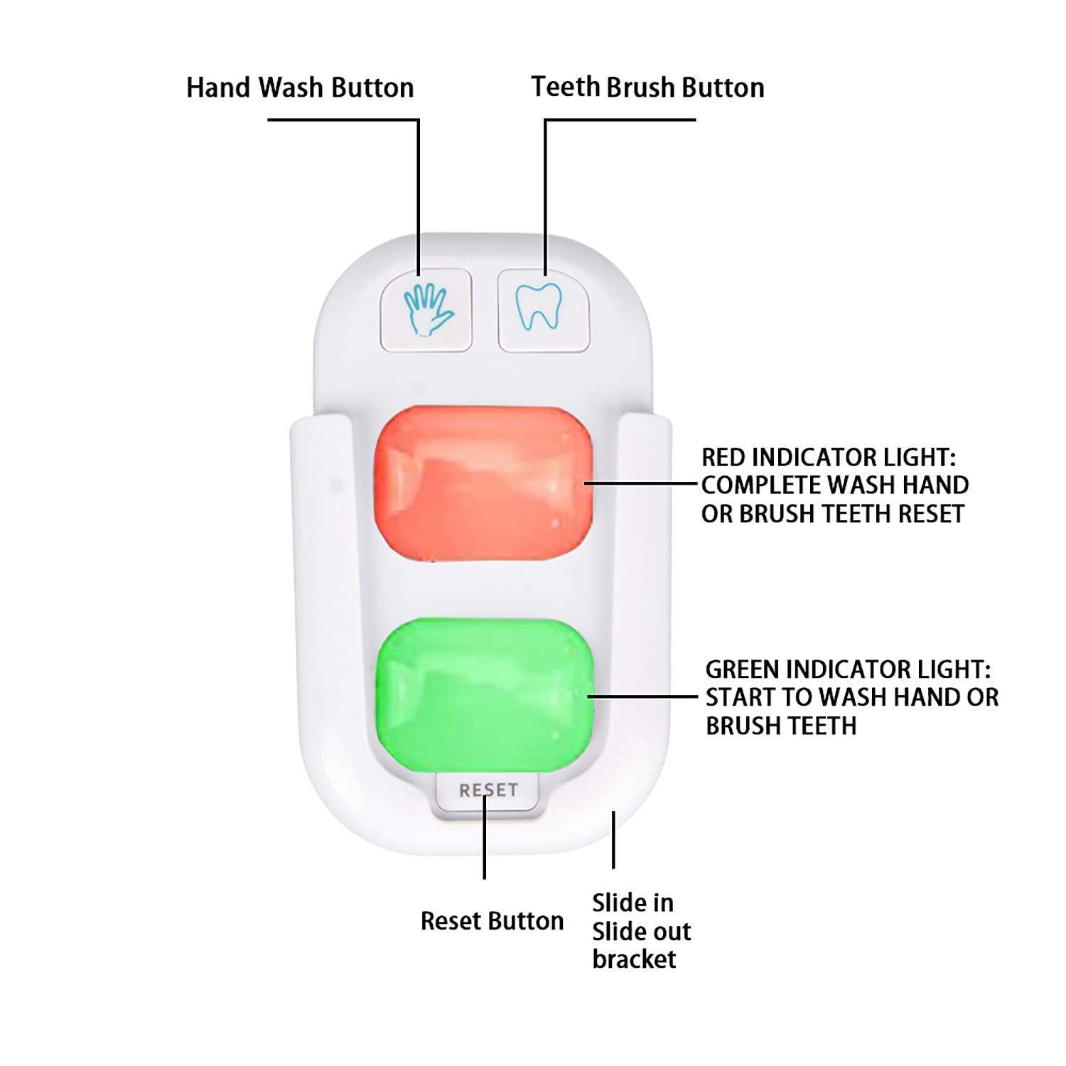 Timer For Kids,2 Minutes Teeth Brush Timer,20 Seconds Bathroom Hand Washing Timer, Color Indicator Light Stick On Bathroom Timer