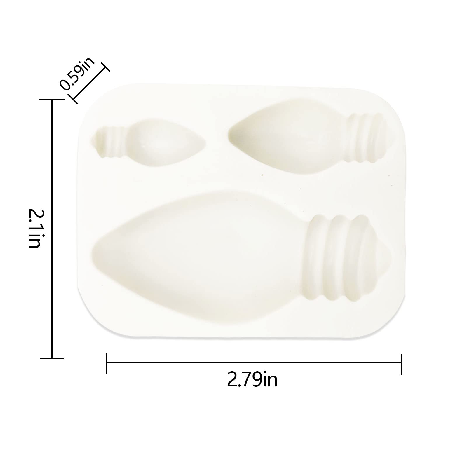 Kuuguu 3 Pcs 3D Light Bulb Fondant Silicone Molds, Glossy Shiny Light Bulb Keychain Silicone Mold With Hole For Diy Cupcake Topp