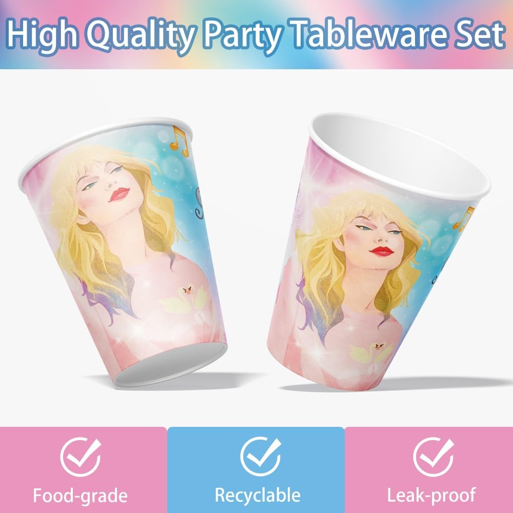 171Pcs Birthday Party Supplies Paper Plates Napkins Disposable Tableware Set Paper Cups Tablecloths And Banner For Girls Fans Bi