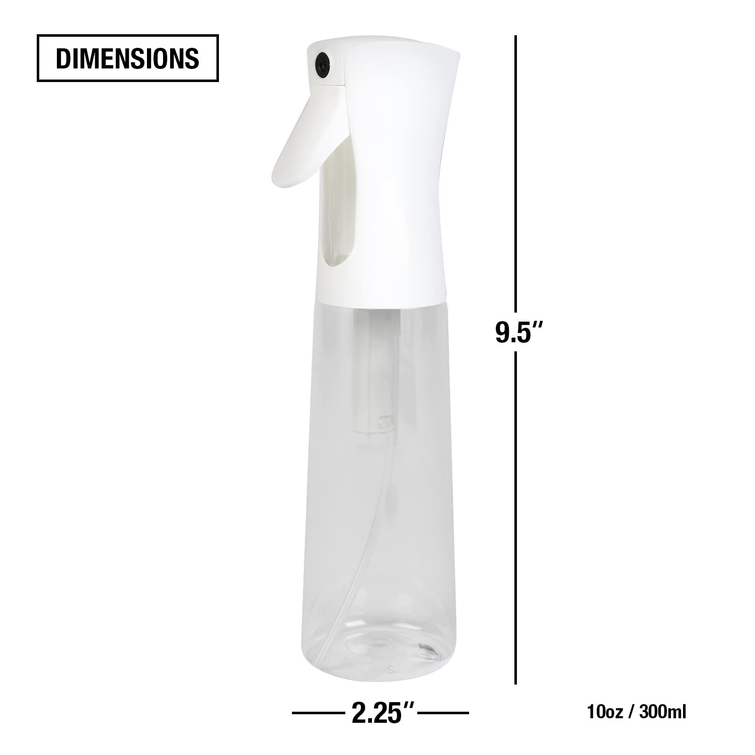 Studio Limited Hair Spray Bottle 10 Oz, Continous Water Mister Spray Bottle, Refillable Fine Mist For Hair Styling, Gardening, C
