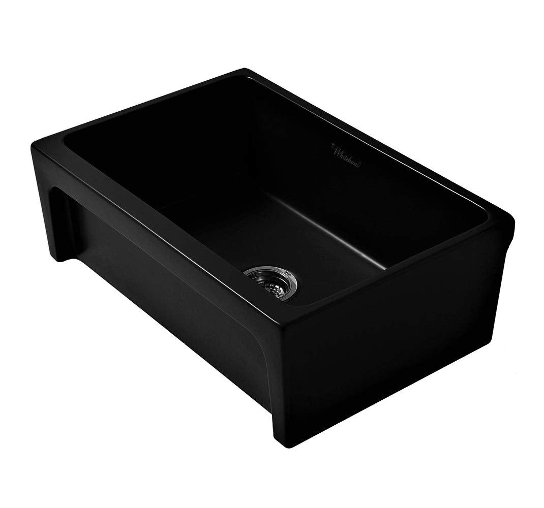 Whitehaus Collection Whq5530-Black Glencove Kitchen, Fireclay, Front Apron Sink, Large, Black
