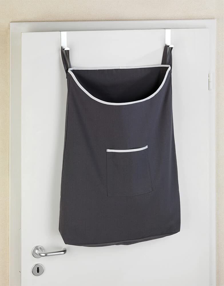 Wenko Laundry Hamper Bag Hanging, Over The Door Basket With Hooks, For Bathroom, Closet, Space Saving Storage, Wall Mounted 3.94
