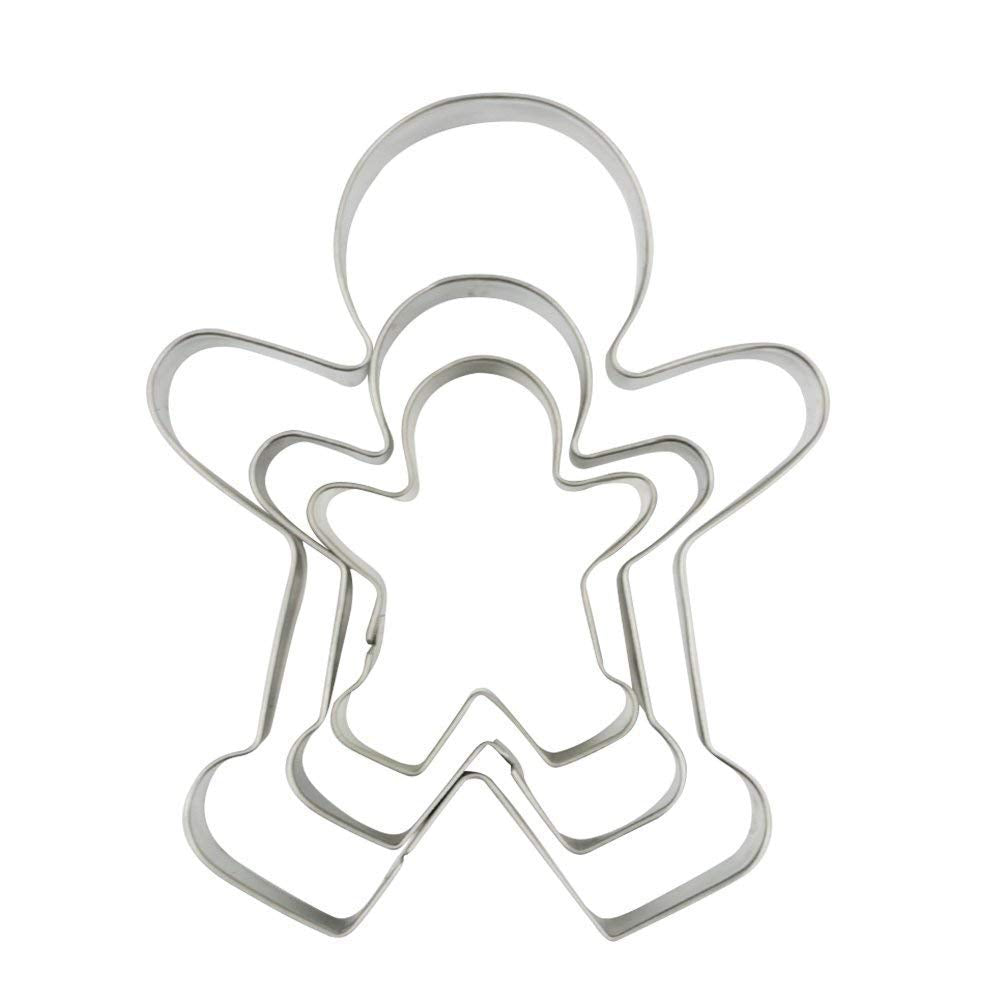 3 Piece Gingerbread Man Cookie Cutter Set, Christmas Shape Cookie Cutters Molds - 2.2 Inch, 3 Inch, 4.5 Inch