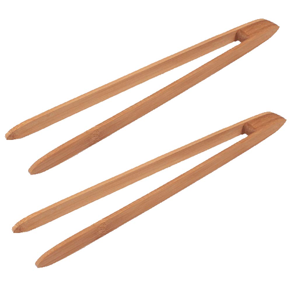 2 Pieces 9.5'' Bamboo Tongs Bamboo Toaster Tongs Natural Bamboo Kitchen Tongs Eco-Friendly Bamboo Tea Tongs Bamboo Snack Tongs F